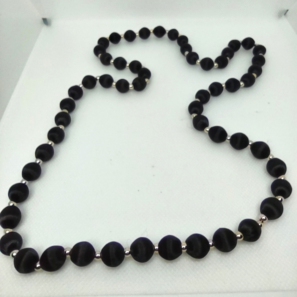 👍 5 for $20 Vintage Black Silk Wrapped Beads Necklace